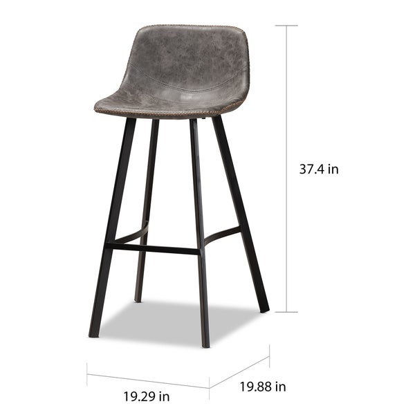 Carbon Loft Abbas Rustic Industrial Upholstered 2-piece Bar Stool Set