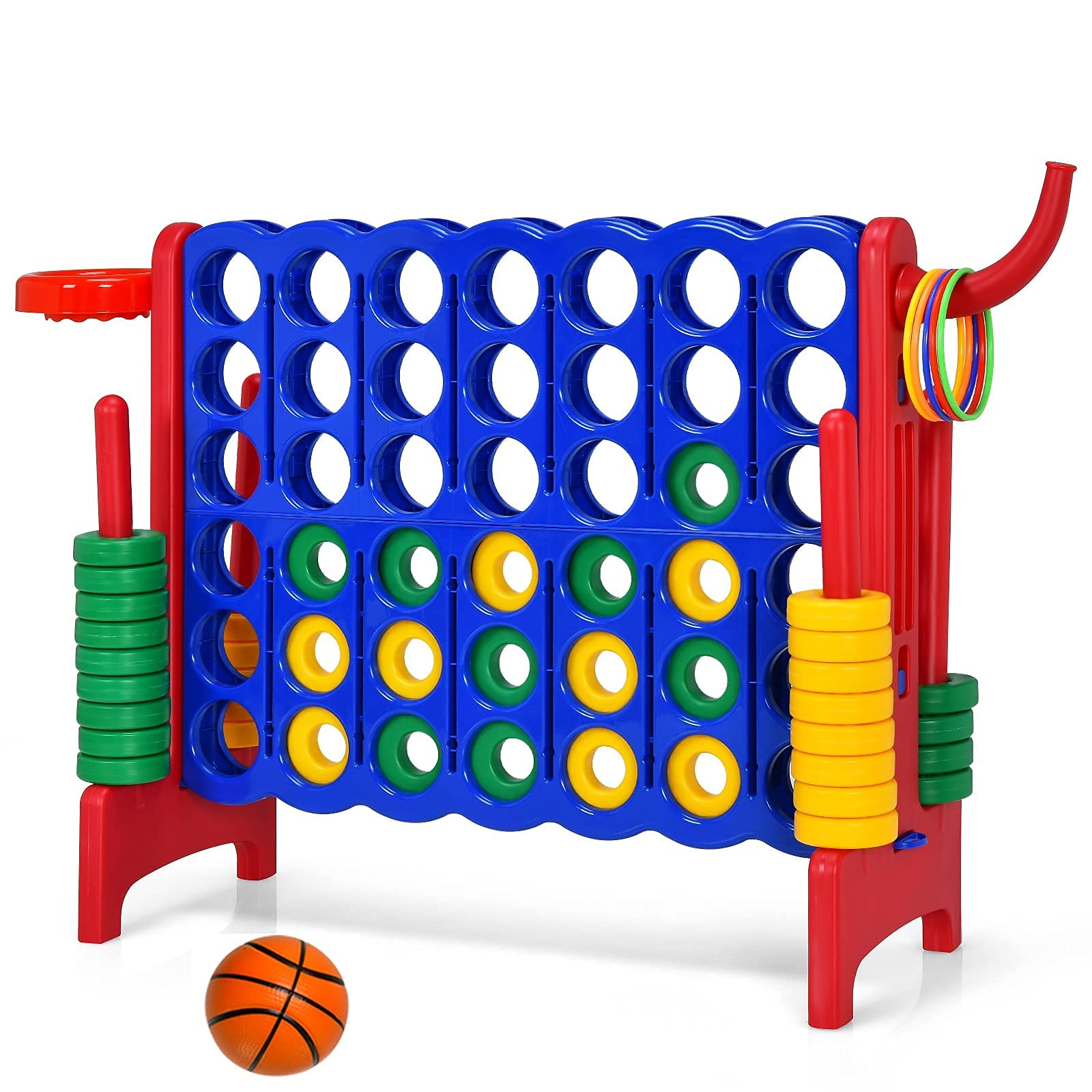 Costzon Giant 4-in-A-Row, Jumbo 4-to-Score Giant Game w/ Basketball Hoop