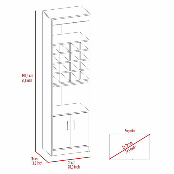 Wolcott 16 Bottle 1 Shelf Bar Cabinet Smokey Oak B...