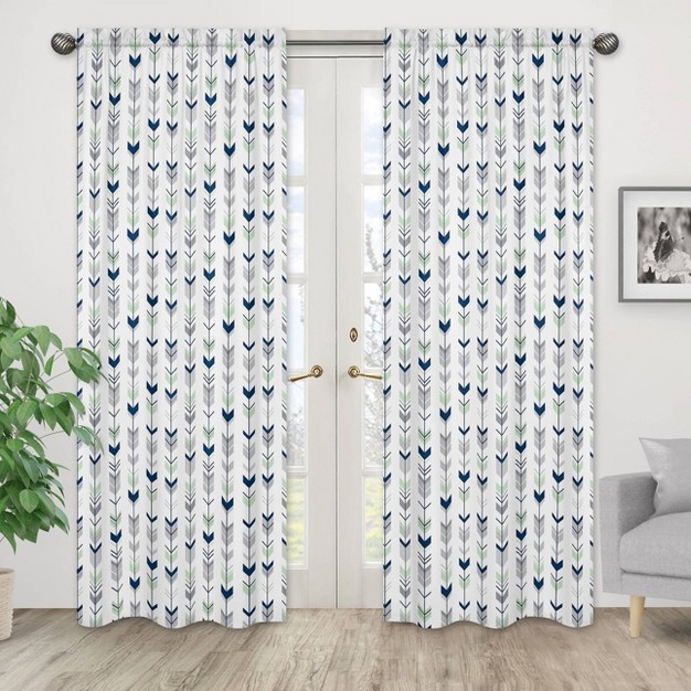 Sweet Jojo Designs Window Panels Navy amp Mint Mod Arrow 2pk