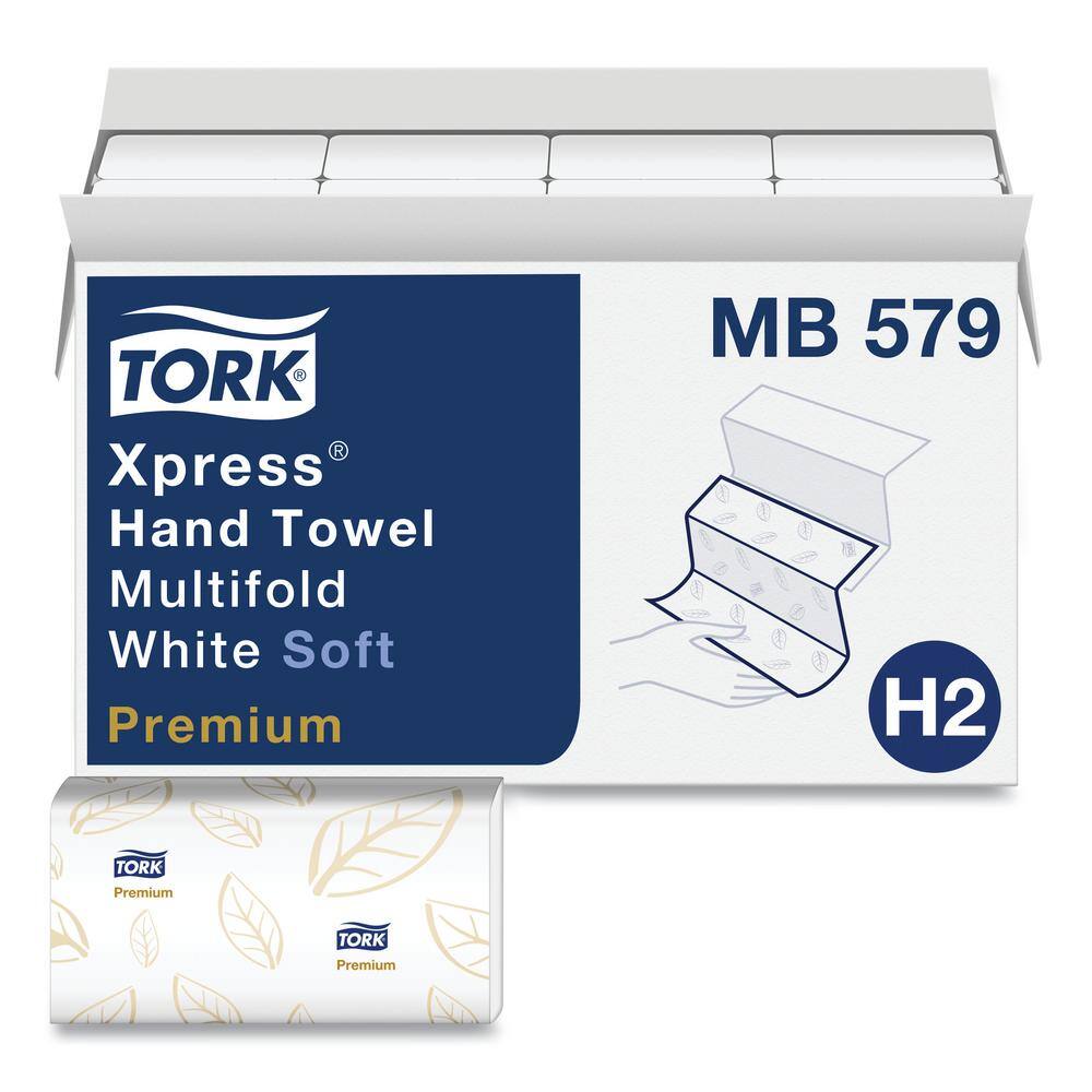 TORK 9.13 in. x 9.5 in. Premium Soft Xpress 3-Panel Multi-Fold 2-Ply Folded Paper Towels (135Pack 16-PacksCarton) TRKMB579