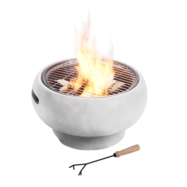 Teamson Home HR17501AB 20.87-in W Light Grey Magnesium Oxide Wood-Burning Fire Pit