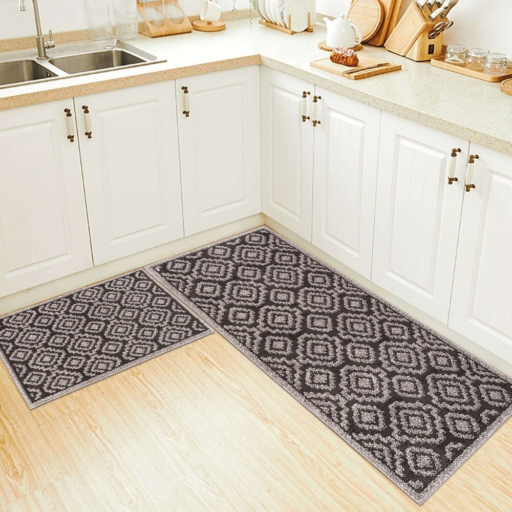 Sofihas Non Slip Kitchen Rug Sets and Mats 2 Piece Washable Rug Set with TPE Backing