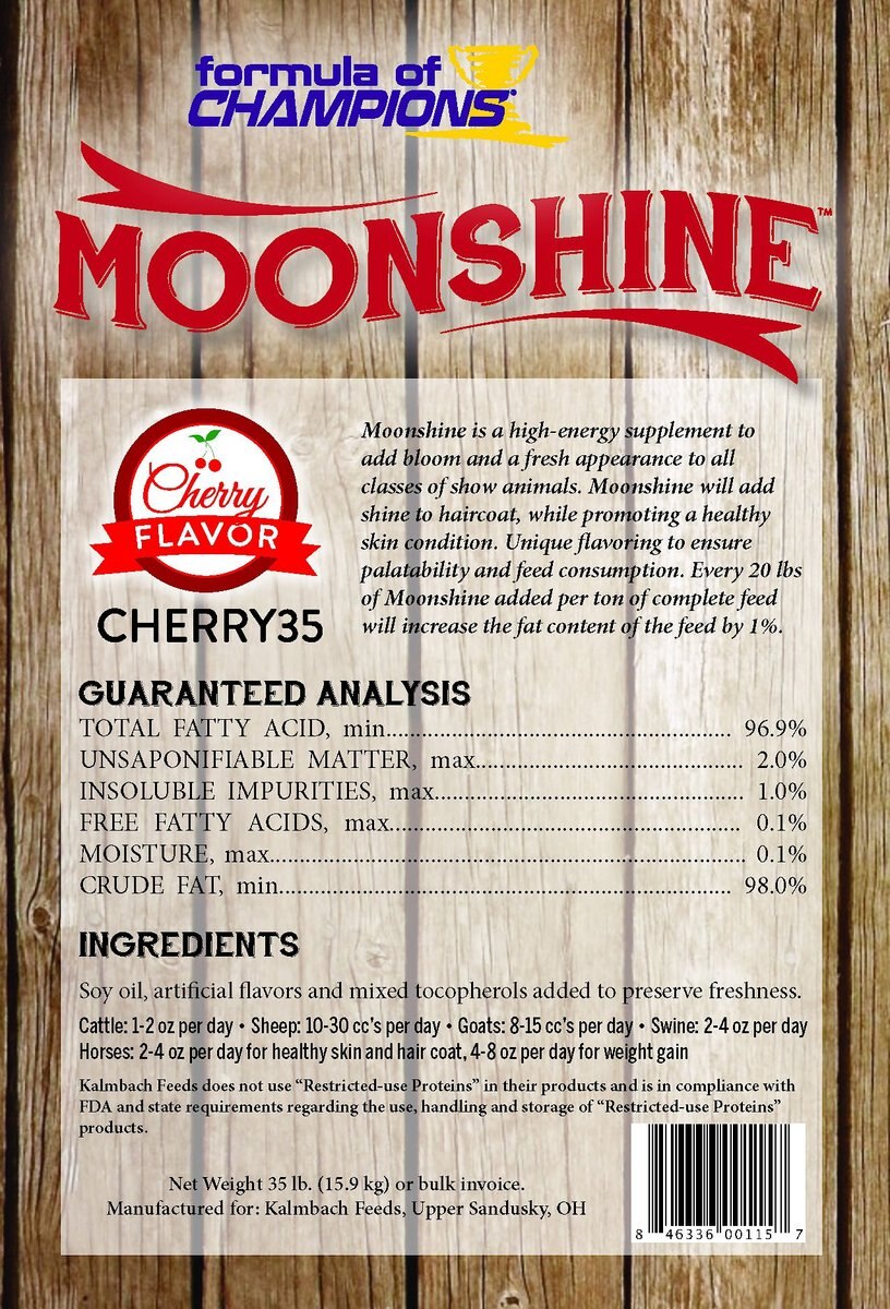 Formula of Champions Moonshine Cherry Flavor Farm Animal Feed， 35-lb bucket