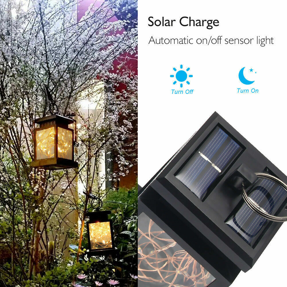 Waterproof LED Solar Lantern Hanging Light Outdoor Yard Garden Patio Decor Lamp