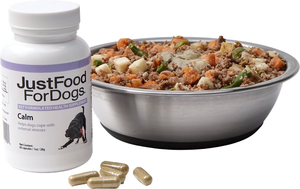 JustFoodForDogs Calm Capsule Calming Supplement for Dogs， 90 count