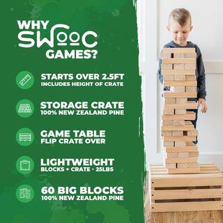 SWOOC Giant Tumble Tower with 2-in-1 Storage Crate and Game Table SNC