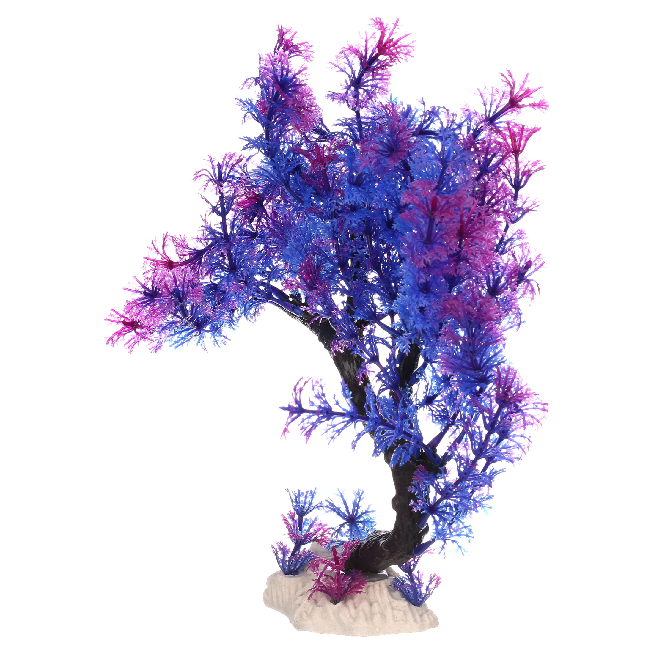 Purple Aquarium Plant with Ceramic Base， 12-Inch Height