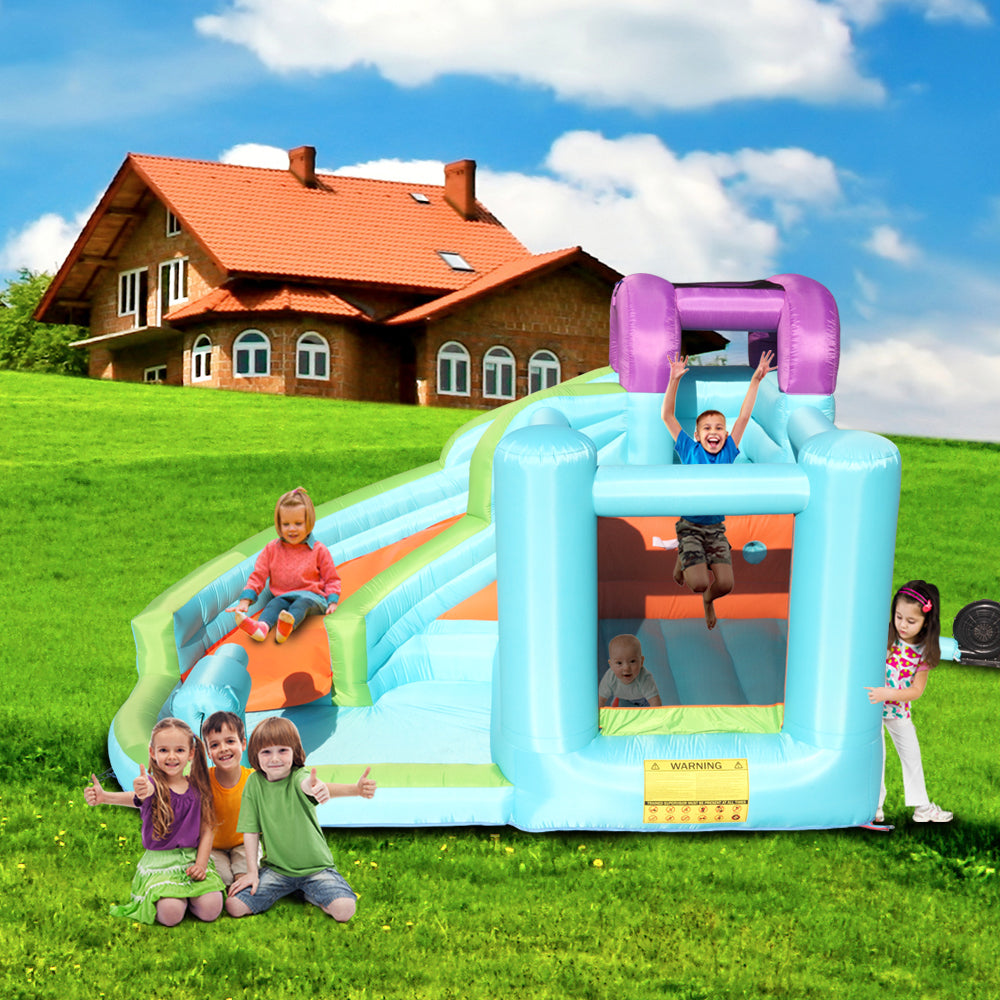 YeekTok Inflatable Bounce House, Slide Bouncer with Pool Area ,Climbing Wall, Large Jumping Area Sky Blue