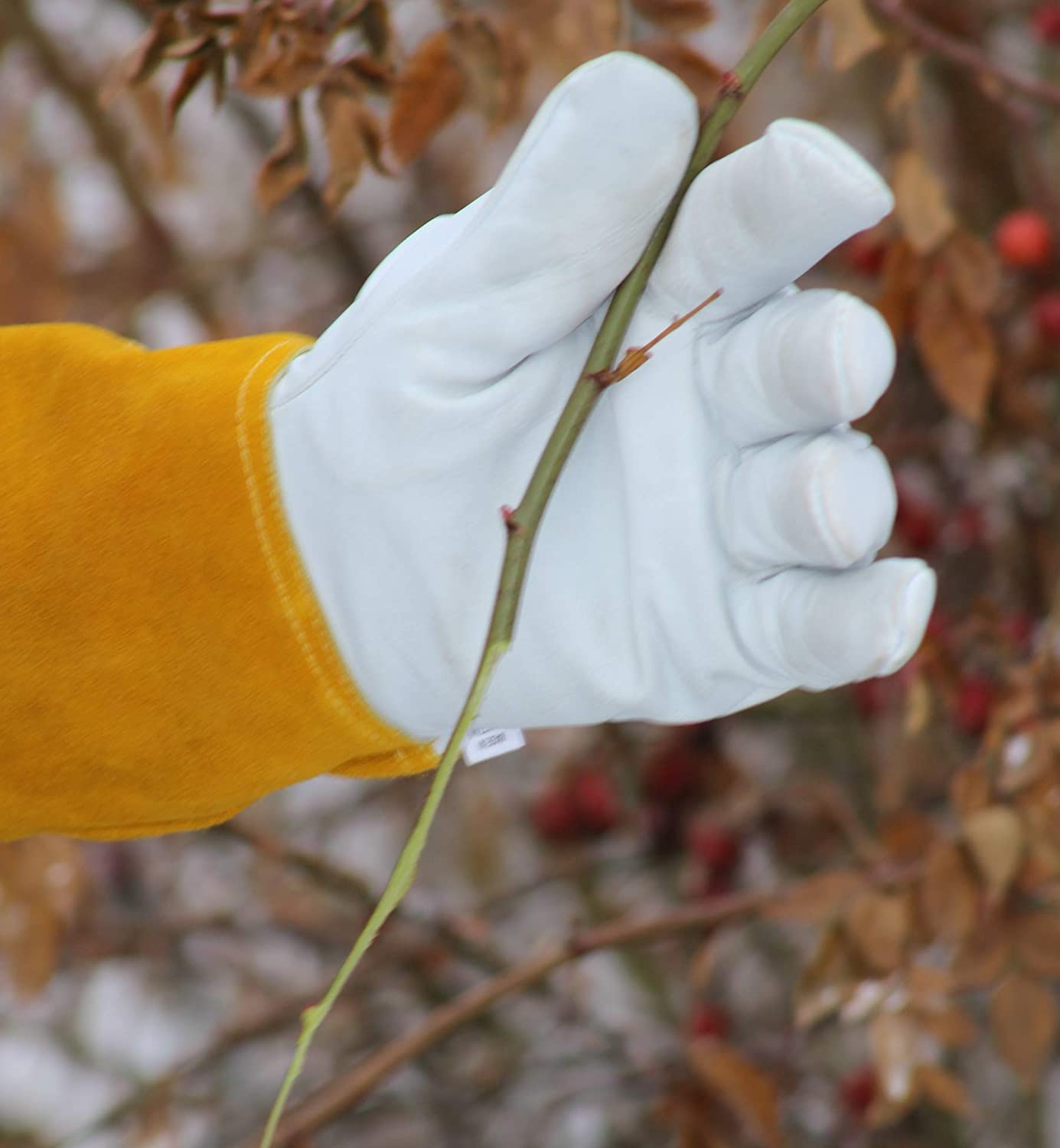 Rose Pruning Gloves Medium -Leather Gardening Gloves with Kevlar Lining for Women and Men - Gauntlet for Weeding, Lady Palm Plant Protection (Medium)