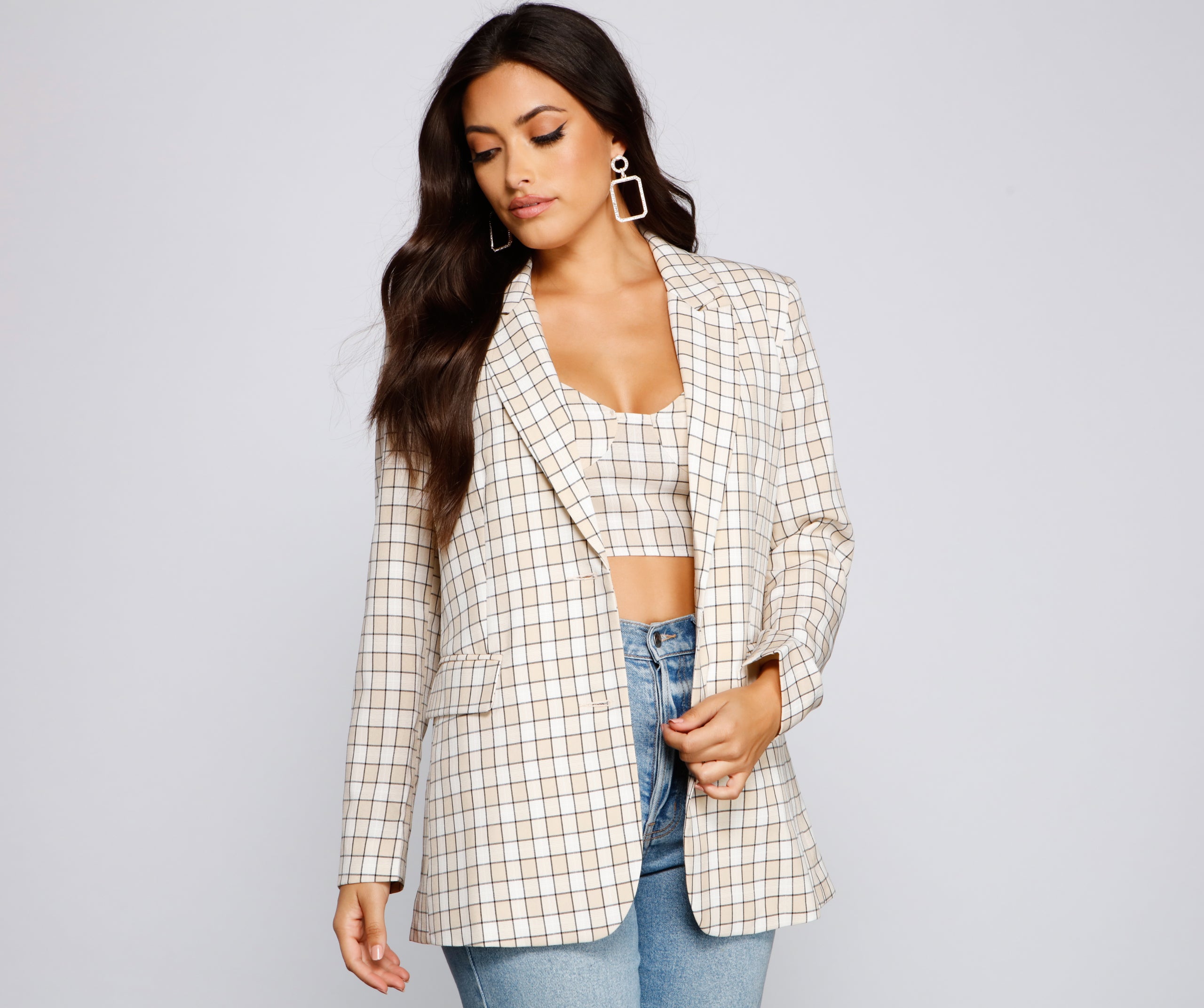 Polished Glam Oversized Plaid Blazer