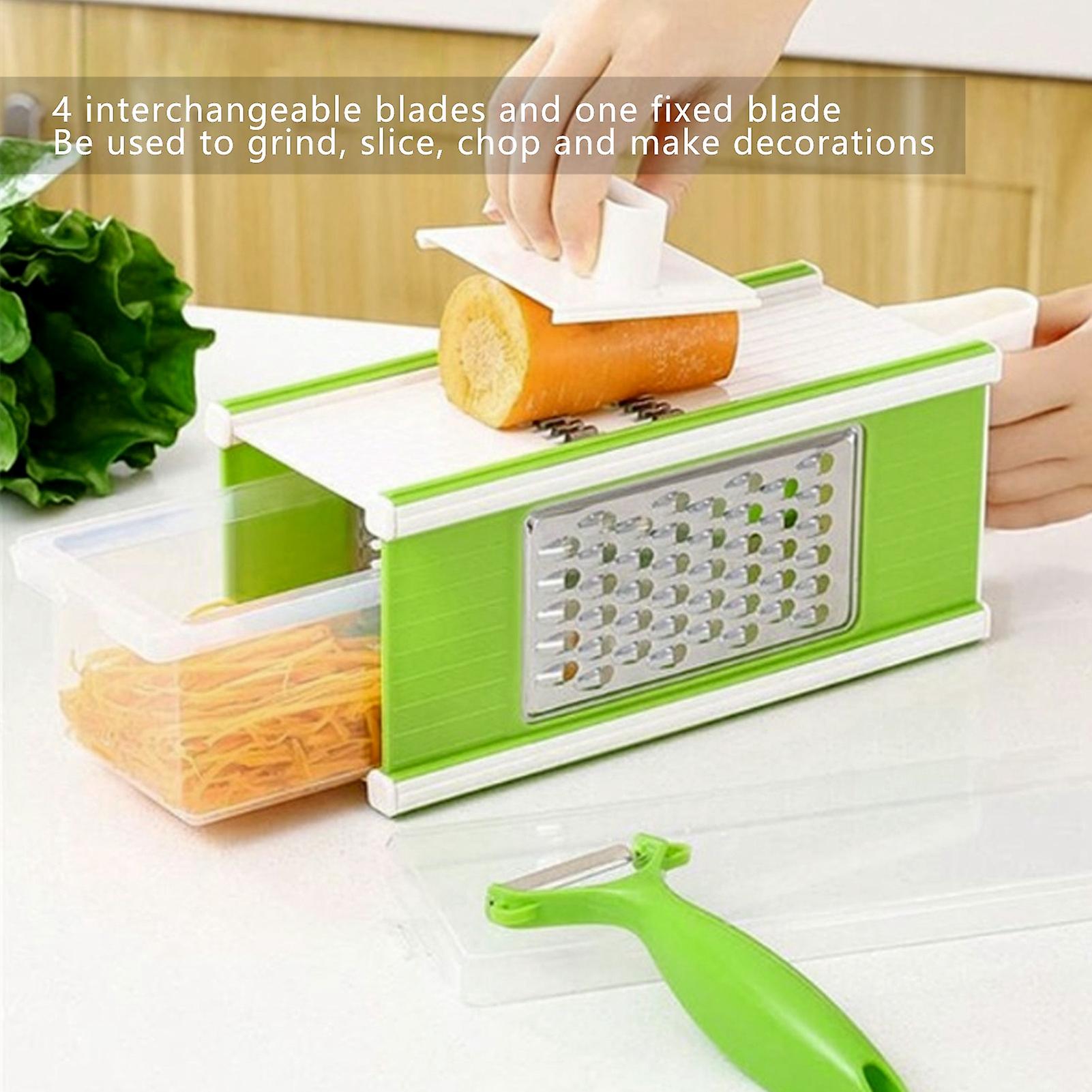 Box Grater， Vegetable Slicer Peeler Cheese Grate Stainless Steel With 4 Sides Multifuntional Shredding Tool With Storage Container