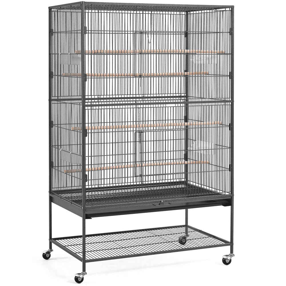 Yaheetech 60.5'' H Extra-Large Iron Parrot Cage w/ Stand，Black