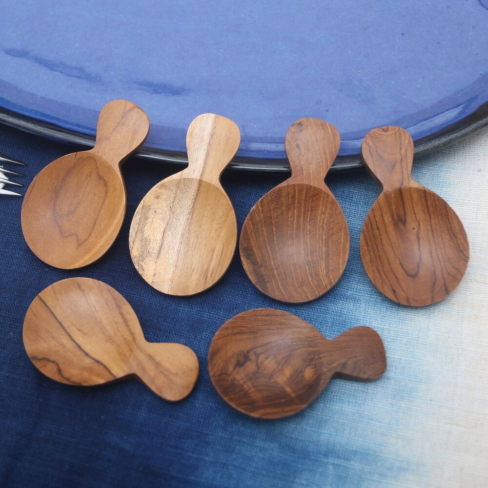 Handmade Time With Friends Wood Sugar Spoons (Set Of 6) Indonesia   3\