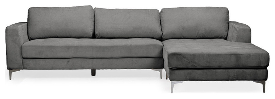 Agnew Contemporary Microfiber Right Facing Sectional Sofa   Midcentury   Sectional Sofas   by Baxton Studio  Houzz