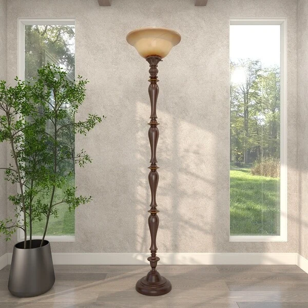 Brown Polystone Traditional Torchiere - 16 x 72