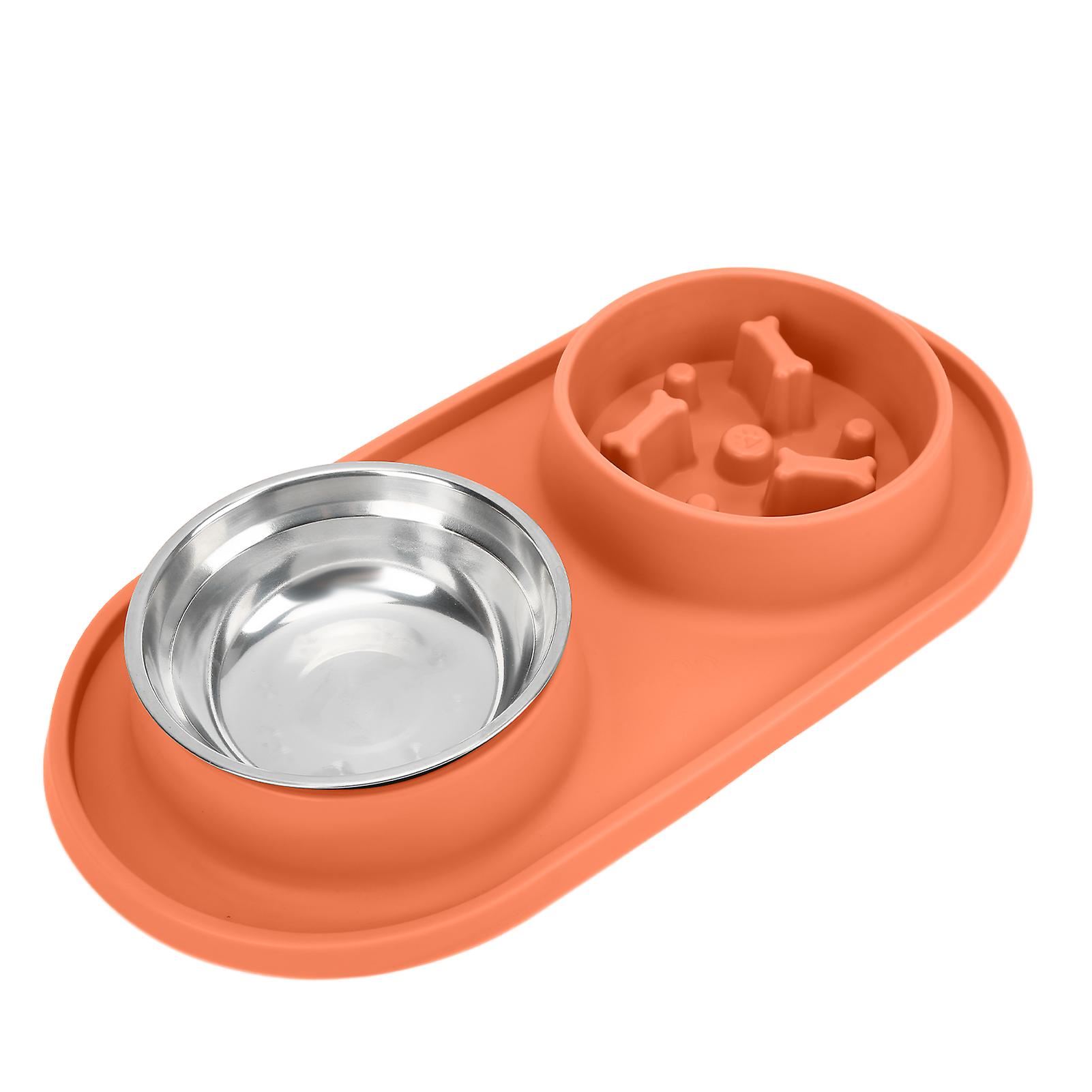 Pet Food And Water Bowls Anti Skid And Removable Double Pet Bowls For Dogs And Catsorange