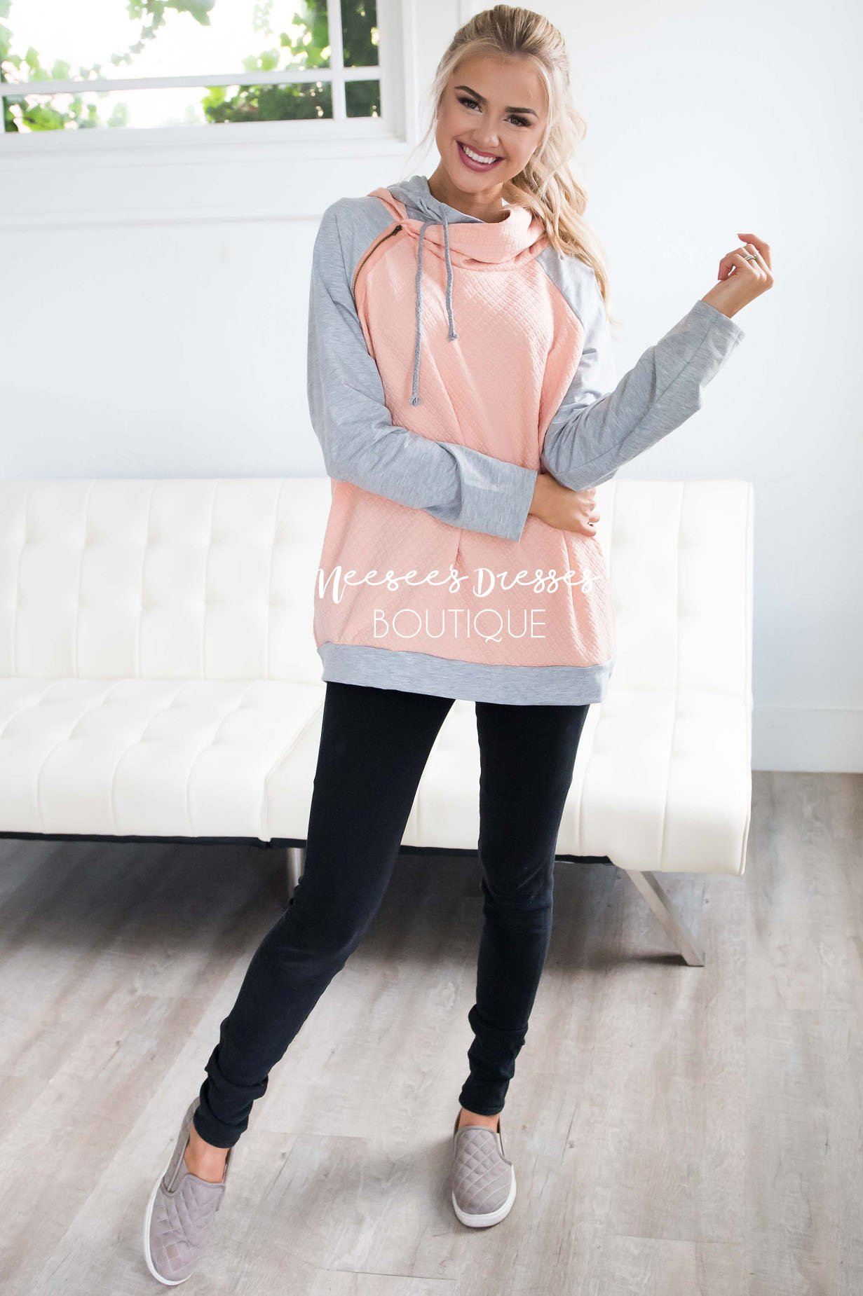 Shoulder Zip Double Hoodie Sweater