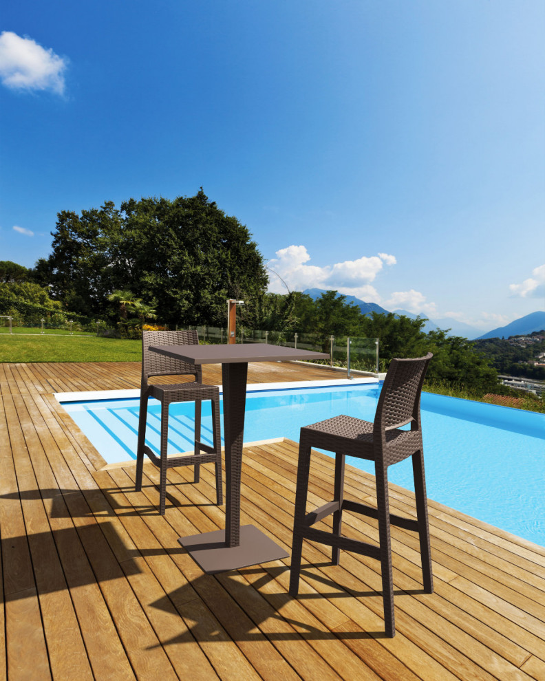 Jamaica Resin Wickerlook Barstool  Brown  Set of 2   Tropical   Outdoor Bar Stools And Counter Stools   by Compamia  Houzz