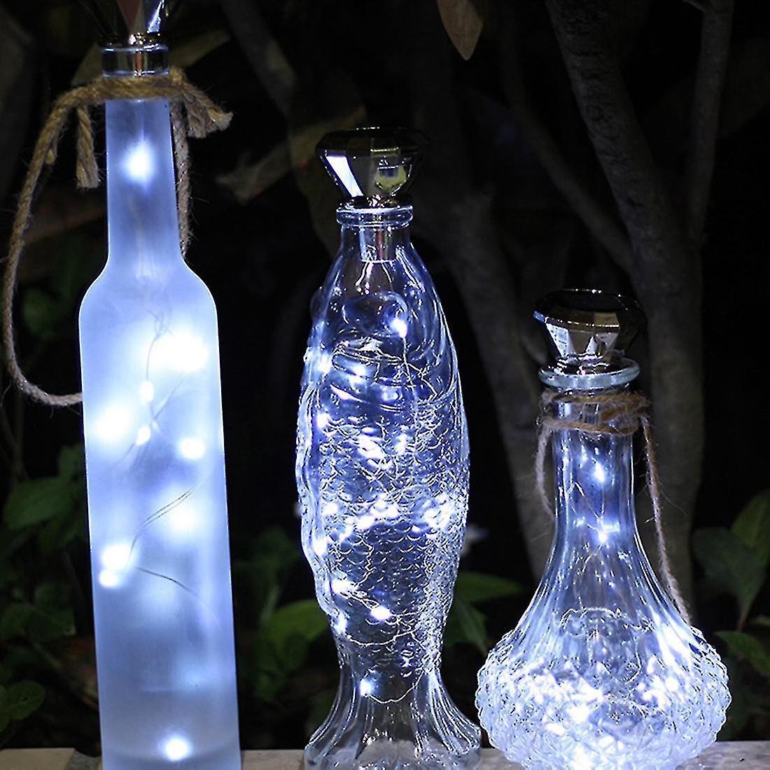 6pcs Solar Wine Lights，2m 20 Solar String Fairy Light Outdoor Solar Diamond Cork Lights(warm White)