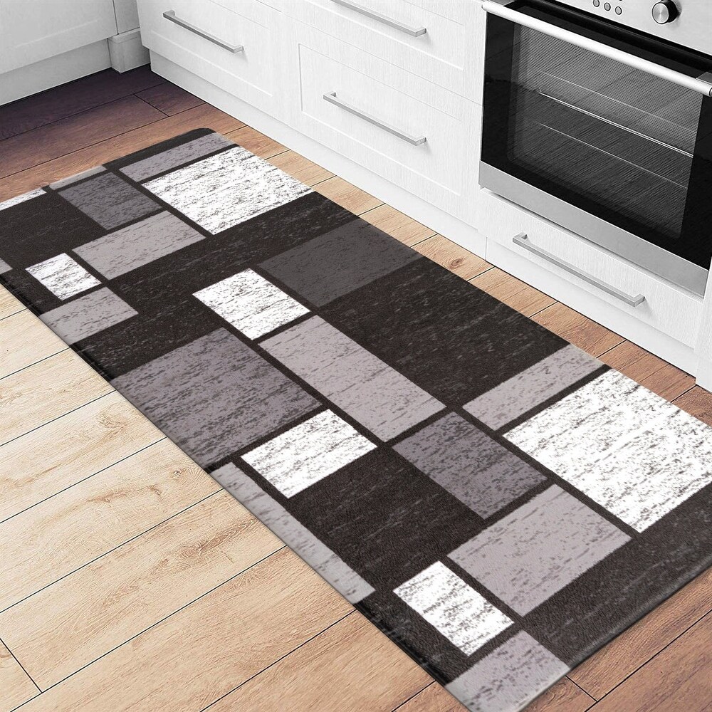 World Rug Gallery Contemporary Modern Boxes Anti Fatigue Standing Mat