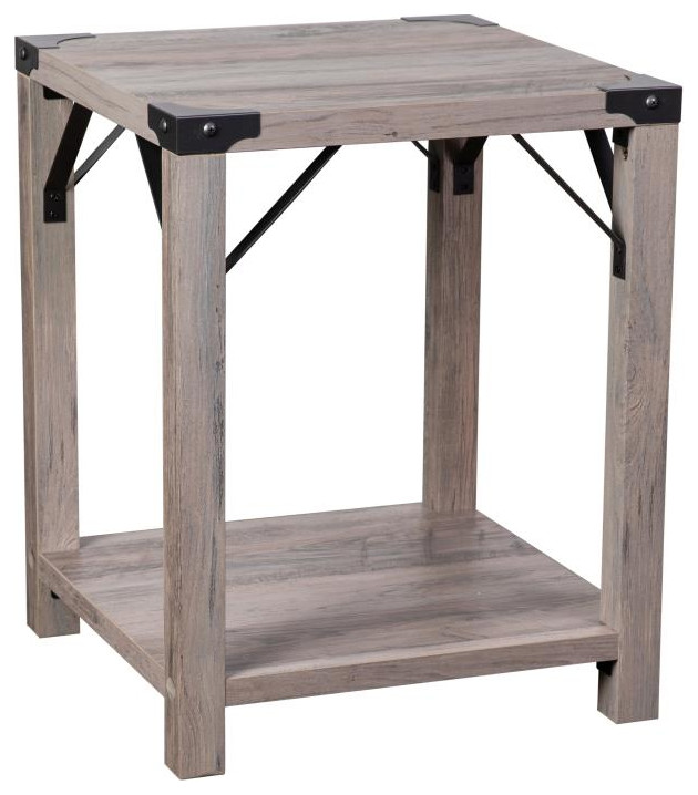 Gray Wash 2 Tier Side Table   Farmhouse   Side Tables And End Tables   by Pot Racks Plus  Houzz