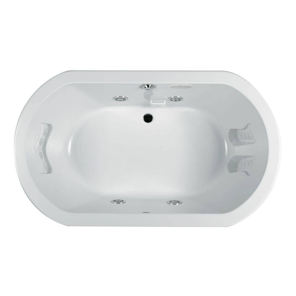 JACUZZI ANZA 60 in. x 42 in. Acrylic Oval Drop-in Center Drain Whirlpool Bathtub Chroma in White ANZ6042WCR4CHW