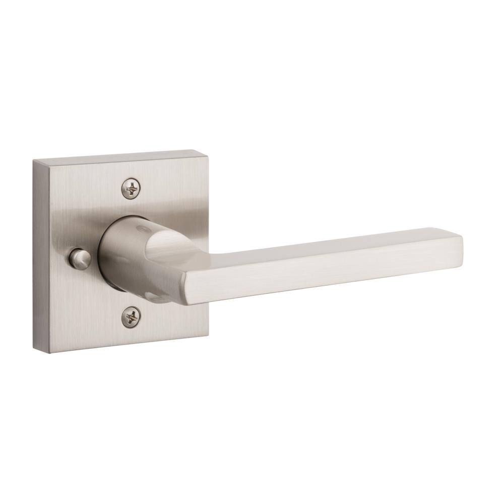 Baldwin Reserve Square Satin Nickel BedBath Door Handle with Contemporary Square Rose PVSQUCSR150