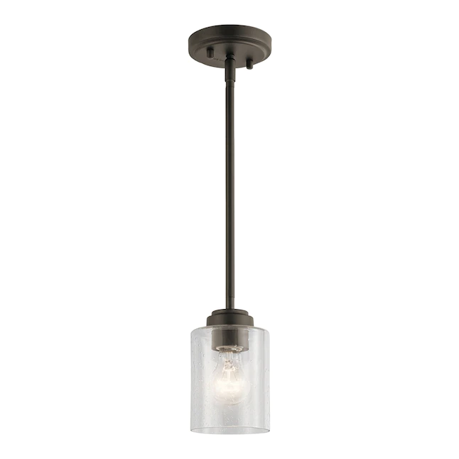 Kichler 44032OZ Winslow Olde Bronze Modern/Contemporary Seeded Glass Cylinder Mini Pendant Light