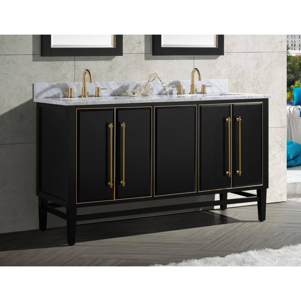 Avanity Mason 60 in. Bath Vanity Cabinet Only in Black with Gold Trim MASON-V60-BKG