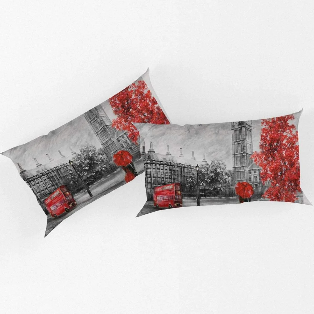 Duvet Cover Set Soft London Themed Comforter Cover Set 3 Pieces