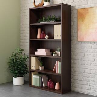 OFFICE WORKS BY SAUDER Affirm 34.803 in. Wide Noble Elm 5-Shelf Standard Bookcase 427450