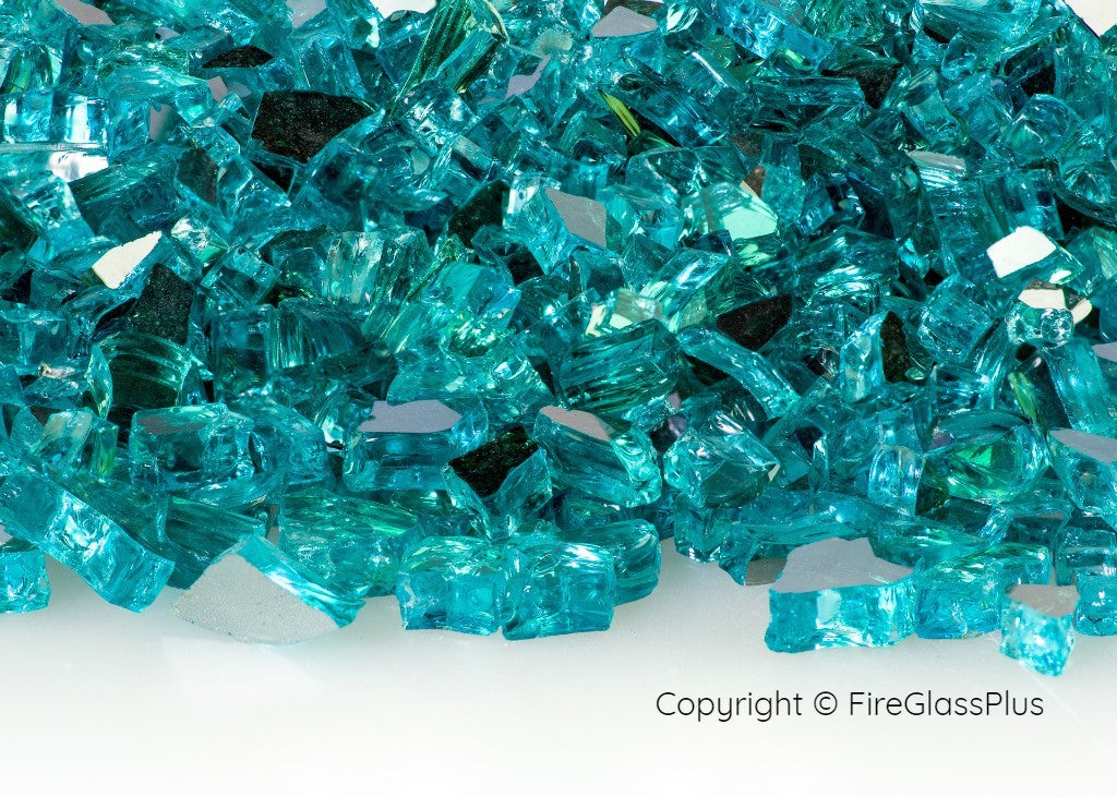 Fire Glass Plus Caribbean Blue Reflective 1/4 Fire Glass 10LBS