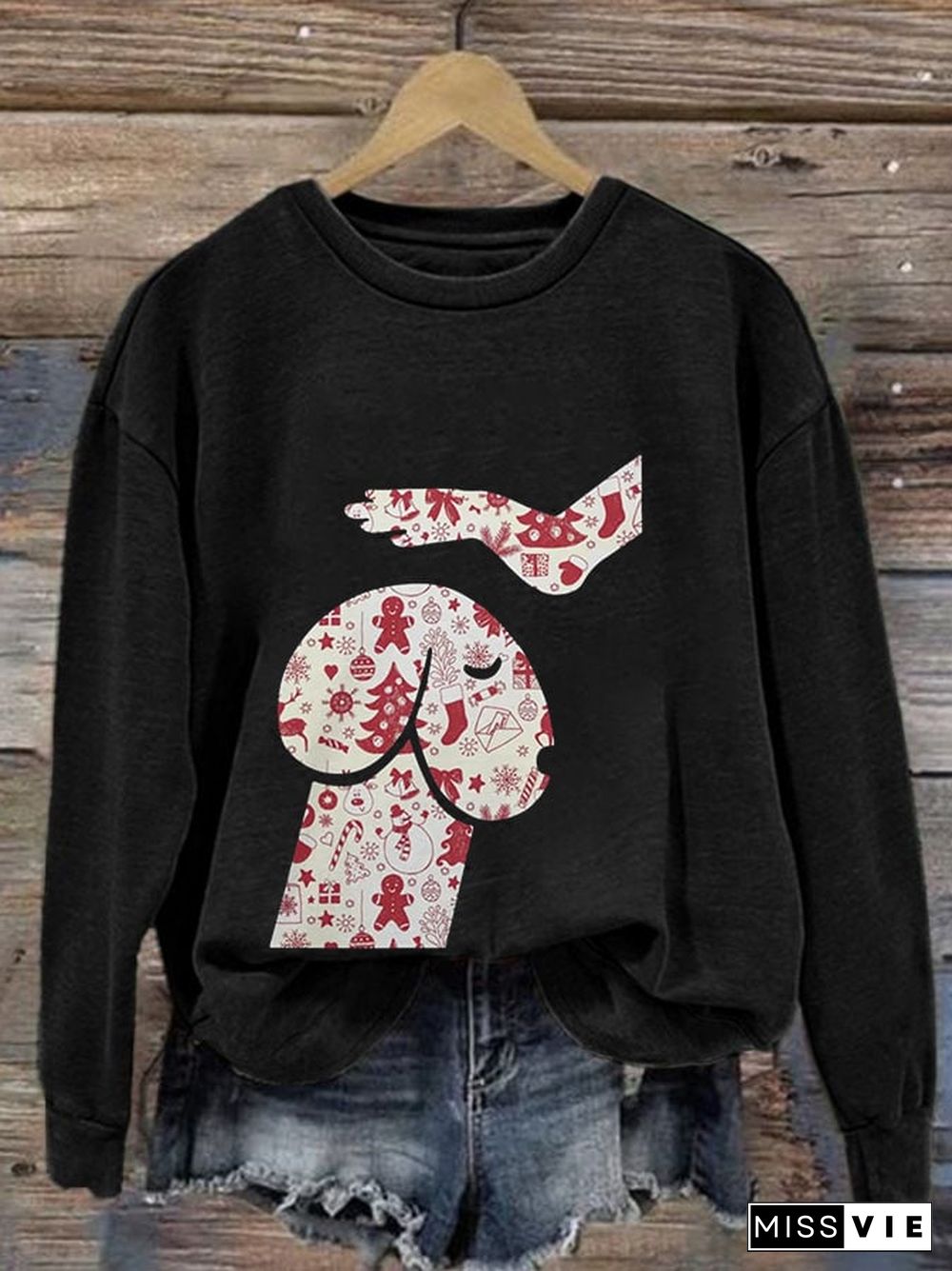 Women's Dogs Christmas Print Casual Sweatshirt