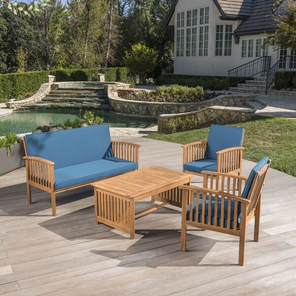 4 Piece Wood Sofa SetOutdoor Furniture with Cushions