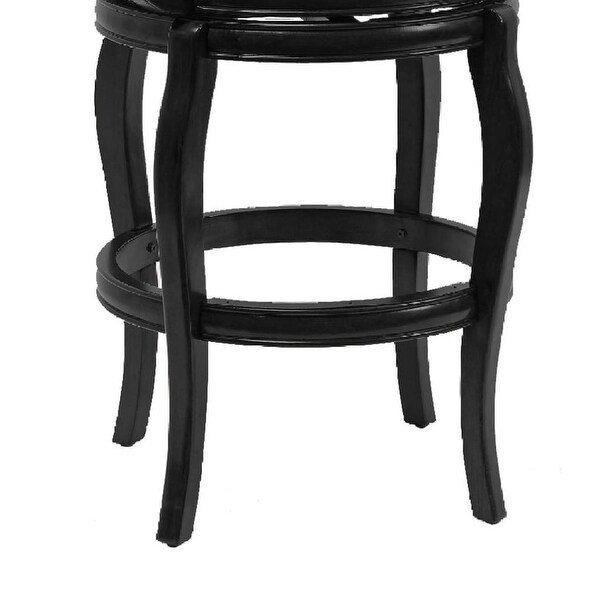 Hugo Swivel Barstool， Wood， Open Rolled Arms， Black - 24.5 L x 25 W x 44.5 H， in