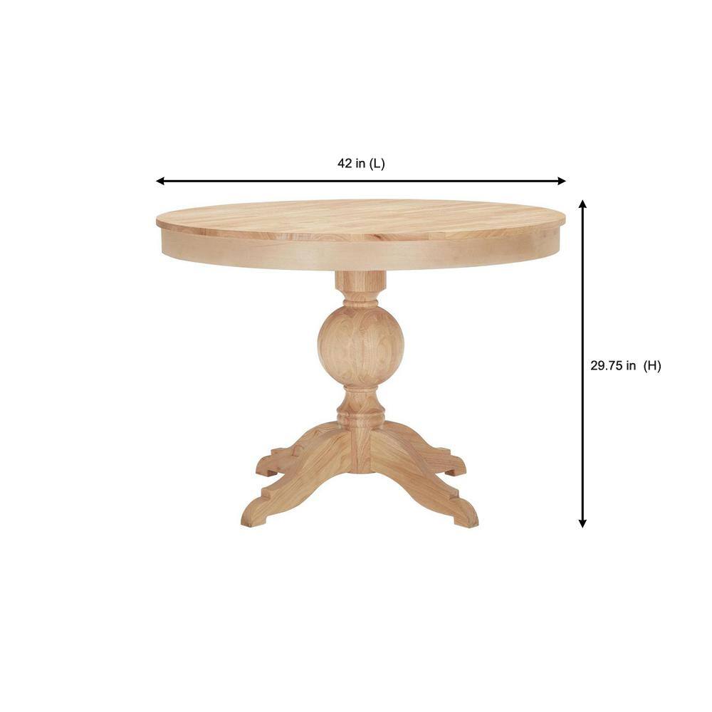 StyleWell Round Pedestal Unfinished Natural Pine Wood Table for 4 (42 in. L x 29.75 in. H) T-01