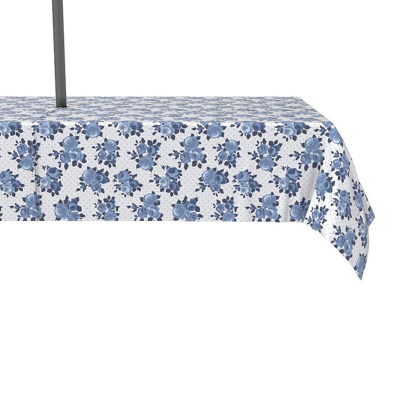 Water Repellent， Outdoor， 100% Polyester， 60x104， Blue Floral and Dots