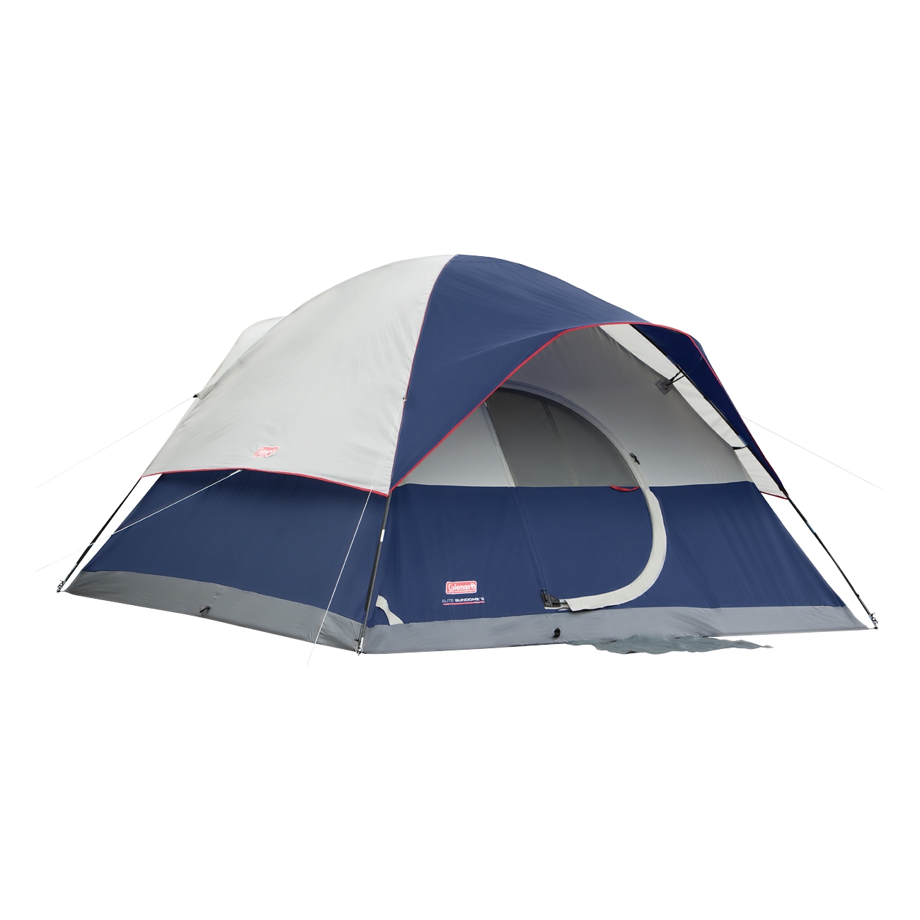 Coleman Elite Sun Dome 6-Person Tent with Built-in LED Lights， 1 Room， Navy Blue