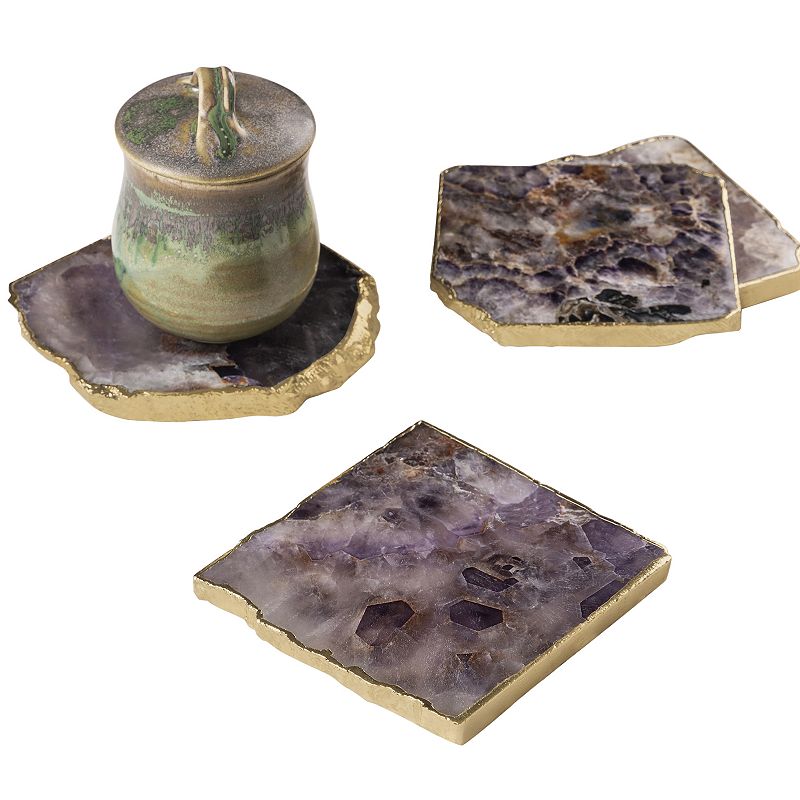 Dazzle Amethyst Coasters， Set of 4