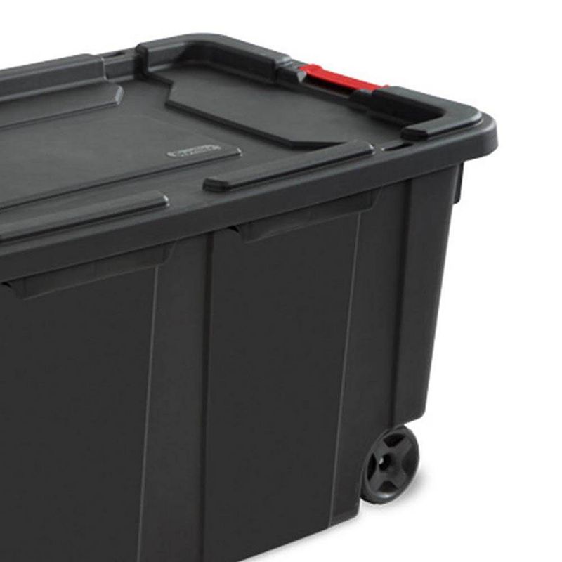 Sterilite 40 Gal Wheeled Industrial Tote Stackable Bin With Latch Lid， 2 Pack