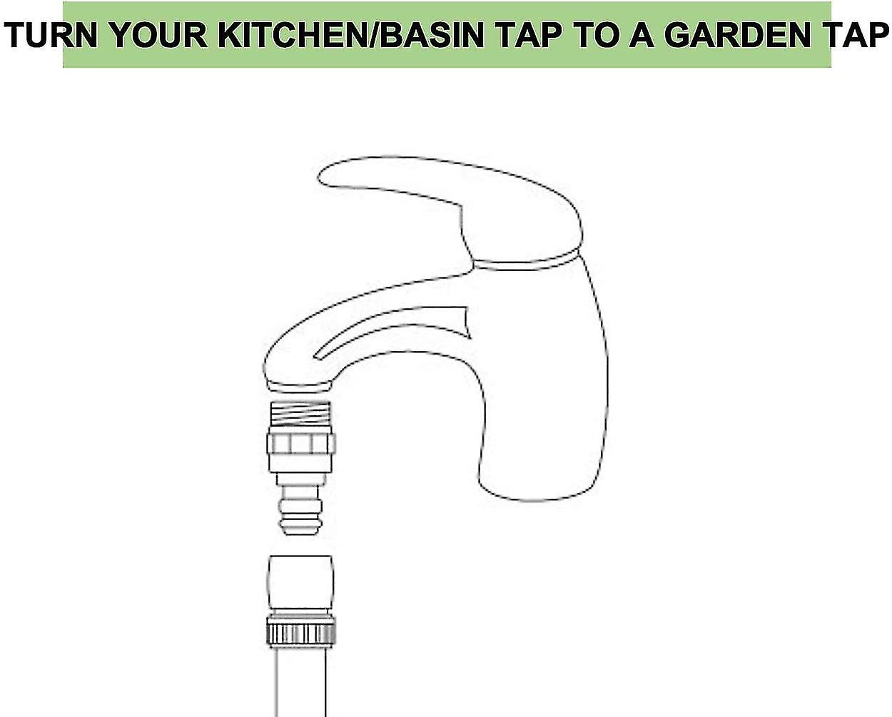 Tap To Garden Attachment - Brass | Kitchen Sink To Garden Hose Connector | Indoor and Outdoor Fittings | Leakproof and Anti-rust | Universal Standard Fitt