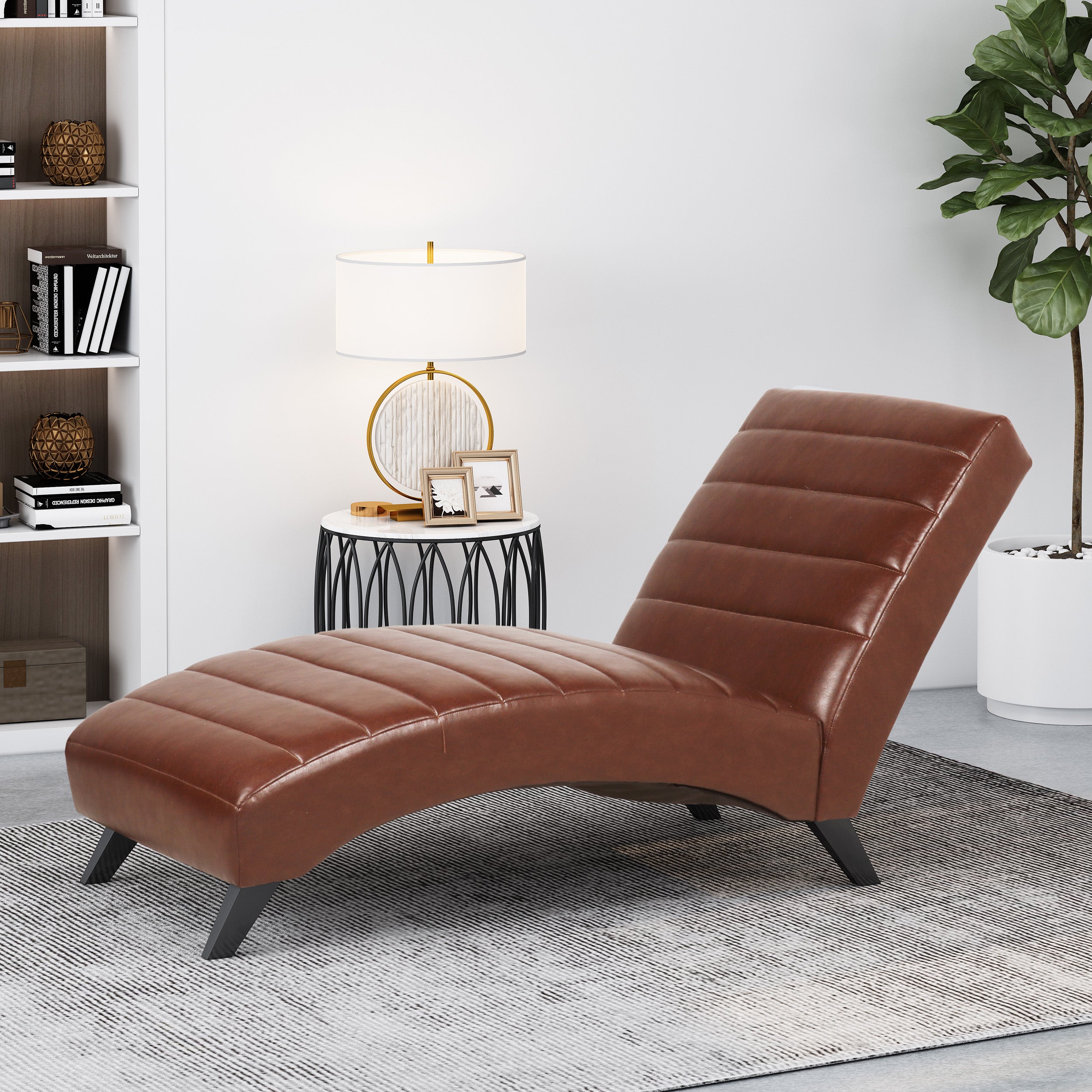 Metter Contemporary Channel Stitch Chaise Lounge