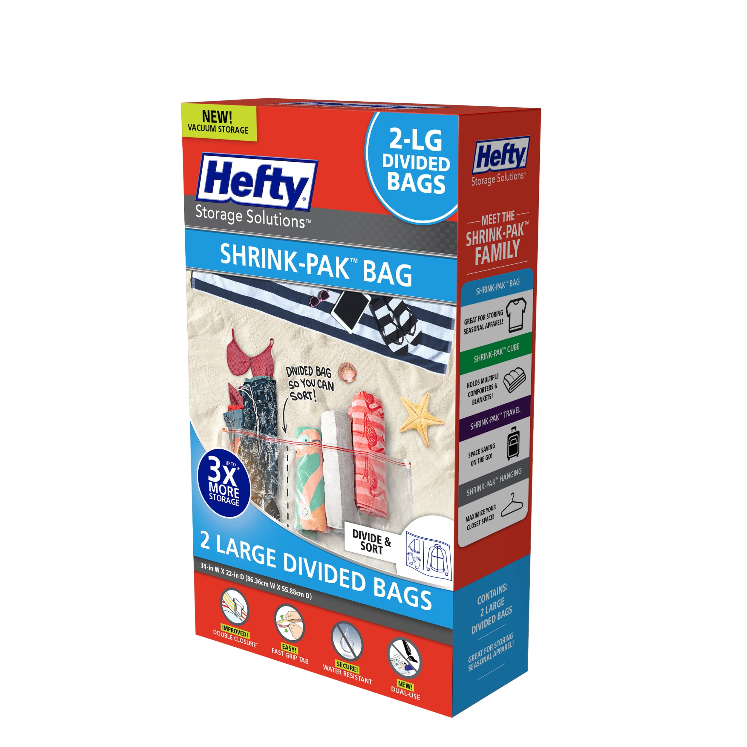 Hefty SHRINK-PAK 2 Large Divided Vacuum Bags