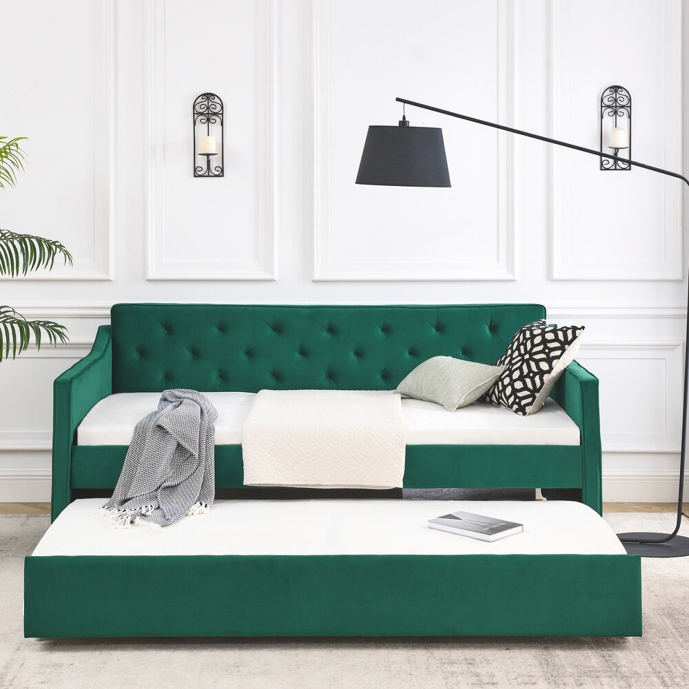 Sofa Bed  Twin Size Daybed with Twin Size Trundle Upholstered Tufted Sofa Bed  Sleeper Sofa