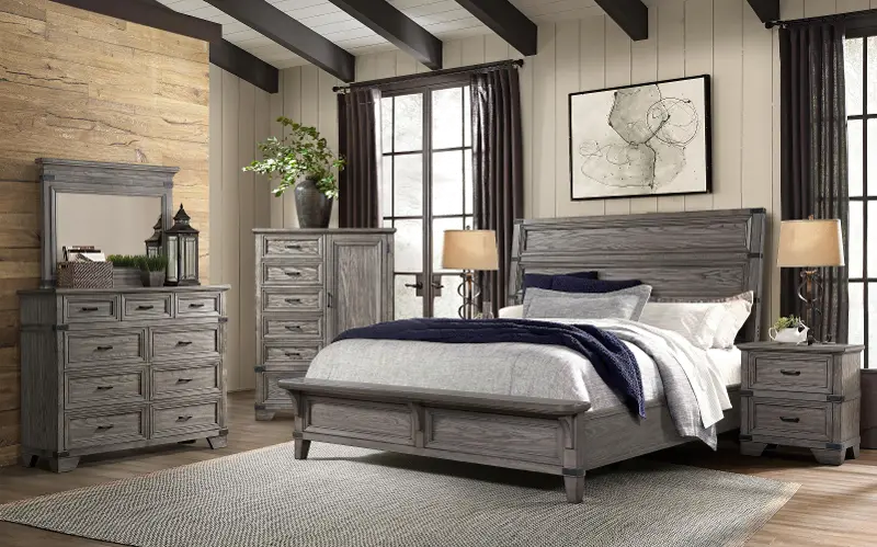 Forge Pewter Gray 4 Piece Queen Bedroom Set