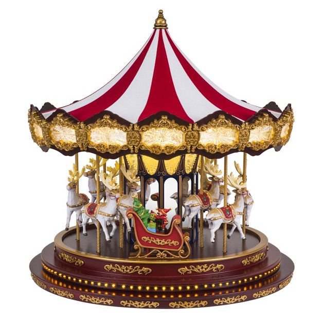 Mr Christmas Animated Led Deluxe Christmas Carousel Musical Decoration