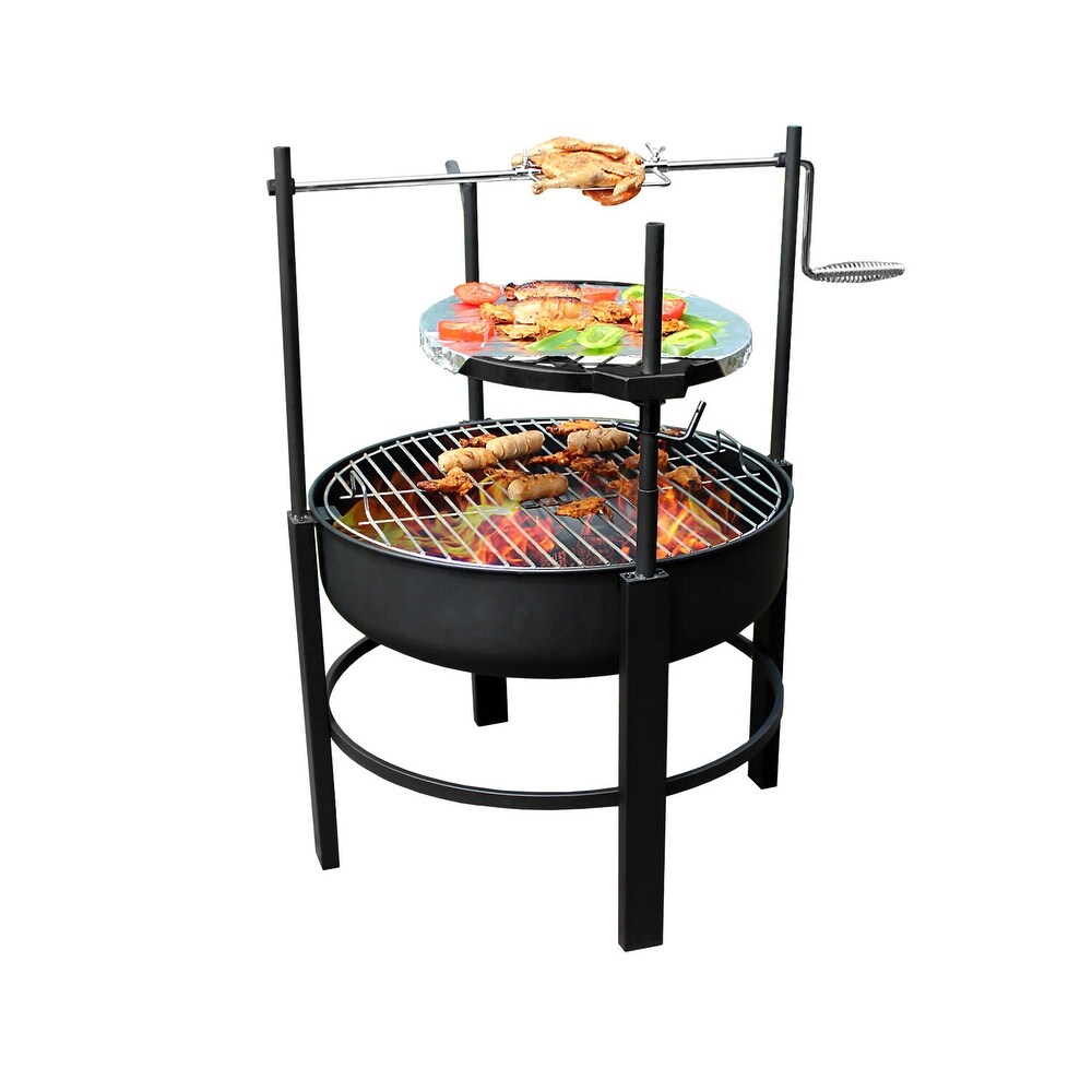 Wood Burning Fire Pit with Removable Cooking Grill