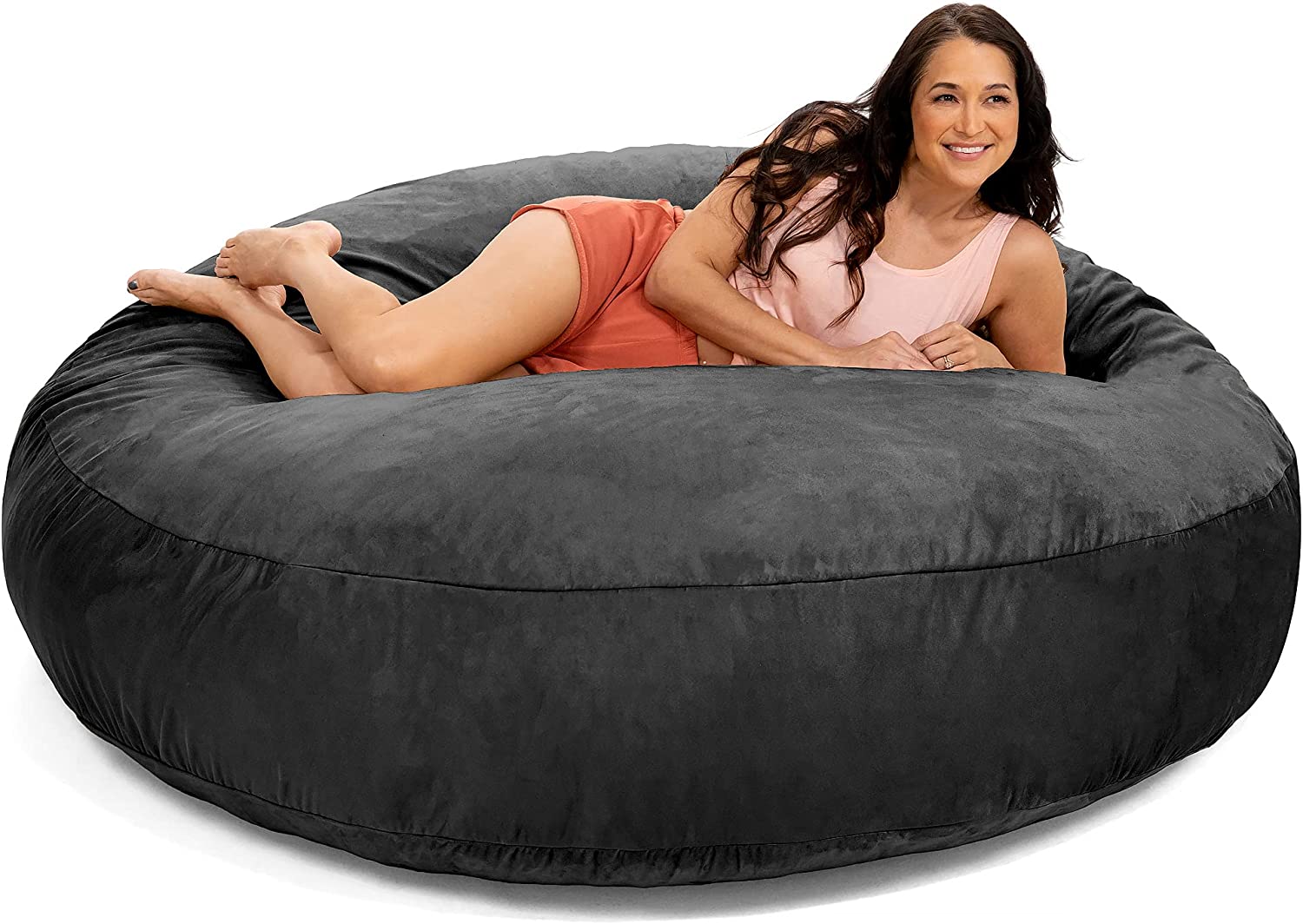 Jaxx 6 Foot Cocoon Large Bean Bag Chairs for Adults, Black