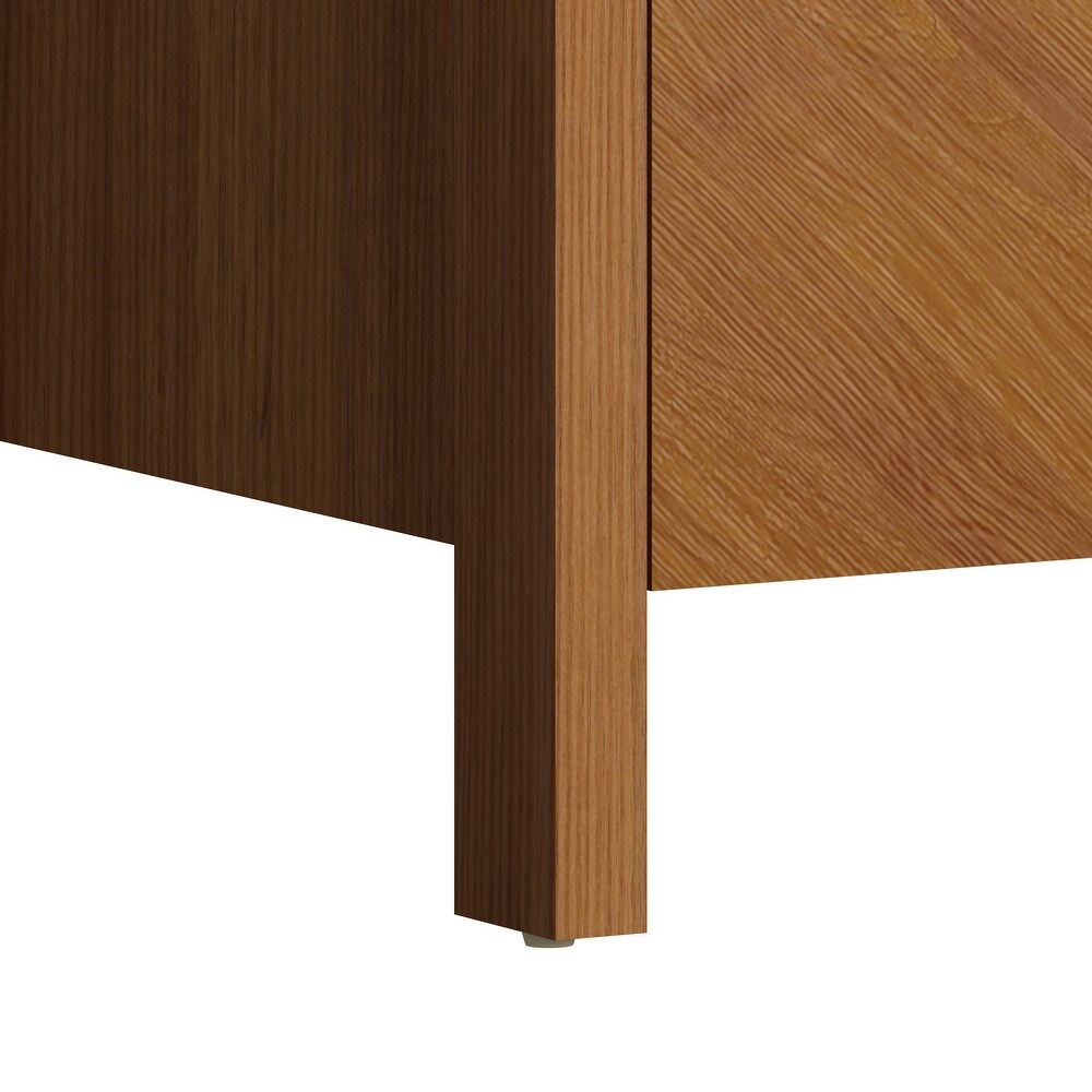 GALANO Weiss 2 Drawer Amber Walnut Nightstand 22.7 in. x 20.9 in. x 15.7 in.